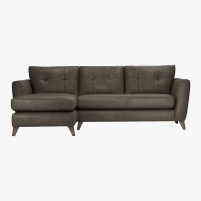 Furniture Village The Lounge Co. - Hermione Leather Corner Sofa with Chaise End - Mink