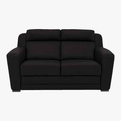 Furniture Village Nicoletti - Matera 2.5 Seater Leather Static Sofa with Box Arms - Black