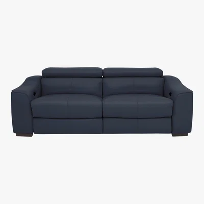 Furniture Village Elixir 3 Seater Leather Power Recliner Sofa - Blue- World of Leather