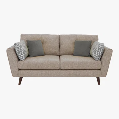Furniture Village Connection 3 Seater Classic Back Fabric Sofa - Beige - By Furniture Village