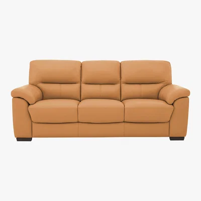 Furniture Village Zinc 3 Seater Leather Sofa - Orange- World of Leather