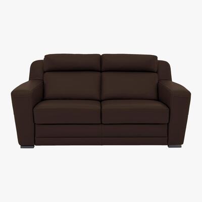 Furniture Village Nicoletti - Matera 3 Seater Leather Static Sofa with Box Arms - Brown
