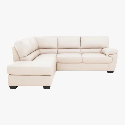 Furniture Village Lazio Leather Corner Sofa - Beige - By Furniture Village
