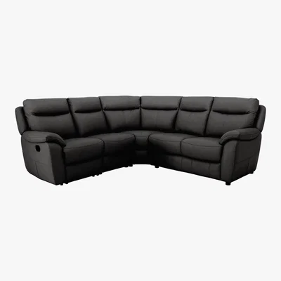 Furniture Village Snug Leather Corner Sofa - Black- World of Leather