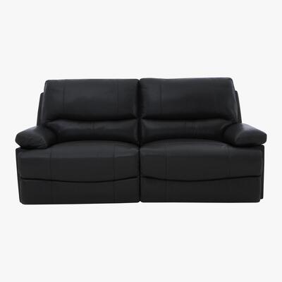 Furniture Village Dallas 3 Seater Leather Manual Recliner Sofa - Black