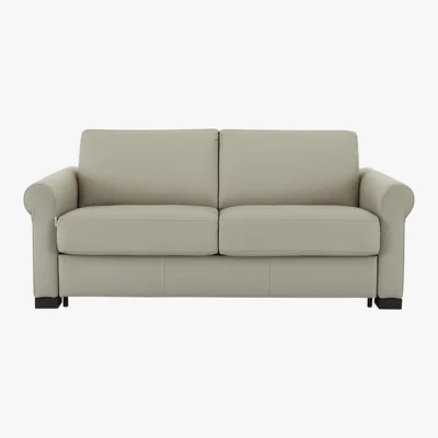 Furniture Village Nicoletti - Alcova 2.5 Seater Leather Sofa Bed with Scroll Arms - Grey