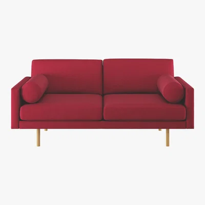 Habitat Spencer Red Wool 2 Seater Sofa, Oak Legs, Red