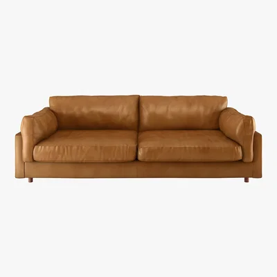Habitat Elkin Mid Tan Leather 4 Seat Sofa, Tan