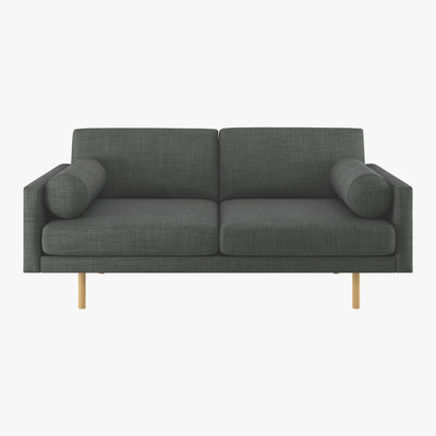 Habitat Spencer Charcoal Grey Italian Woven FaBric 2 Seater Sofa, Oak Legs, Charcoal