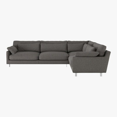 Habitat Cuscino Charcoal Grey Wool Tweed Left-Arm Corner Sofa, Charcoal