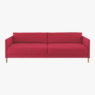 Habitat Hyde Red Textured Woven FaBric 3 Seater Sofa Bed, Wooden Legs, Red