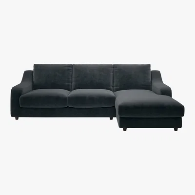 Habitat Slope Dark Grey Velvet Right Arm Chaise Sofa, Grey