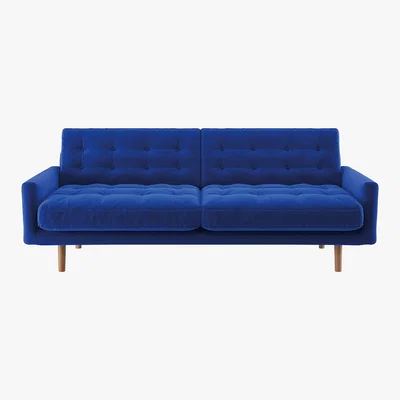 Habitat Fenner Colbalt Blue Velvet 3 Seater Sofa, Blue