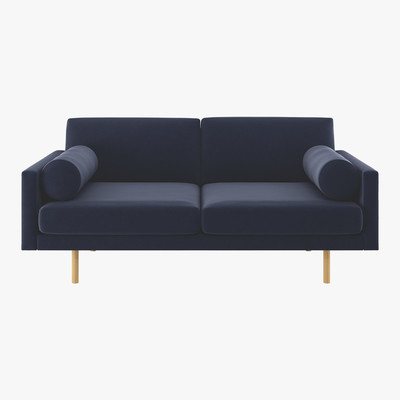 Habitat Spencer Navy Blue Velvet 2 Seater Sofa Oak Legs, Dark Blue
