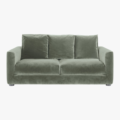 Habitat Rupert Sage Green Velvet 2 Seater Sofa, Green Green