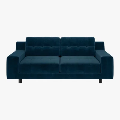 Habitat Hendricks Ink Blue Velvet 2 Seater Sofa, Blue