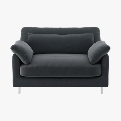 Habitat Cuscino Dark Grey Velvet Compact Sofa, Grey