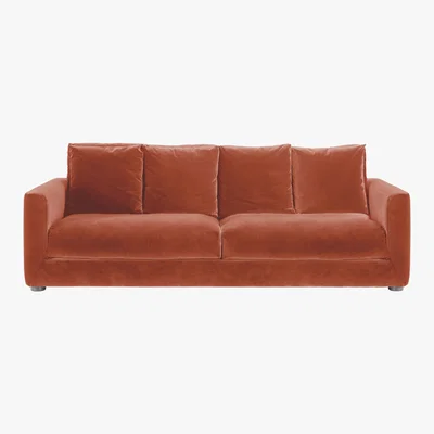 Habitat Rupert Orange Velvet 4 Seater Sofa Bed, Orange