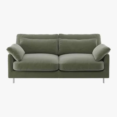 Habitat Cuscino Sage Green Velvet 2 Seater Sofa, Green Green