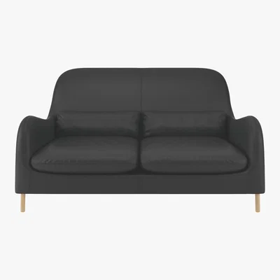 Habitat Smithfield Black Leather 2 Seater Sofa, Black