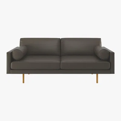 Habitat Spencer Grey Leather 3 Seater Sofa, Oak Legs, Grey