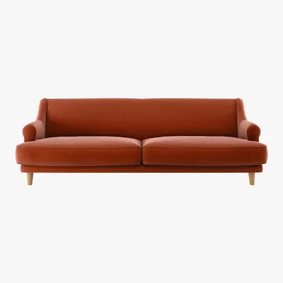 Habitat Townsend Orange Velvet 4 Seater Sofa, Orange