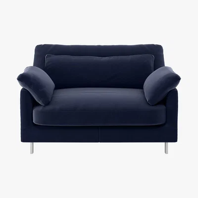Habitat Cuscino Navy Blue Velvet Compact Sofa, Dark Blue