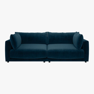 Habitat Clemence Ink Blue Velvet 4 Seat Sofa, Blue