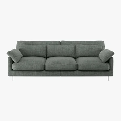 Habitat Cuscino Grey Italian Woven FaBric 3 Seater Sofa, Grey