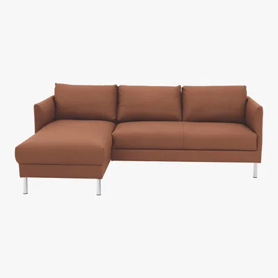 Habitat Hyde Tan Premium Leather Left-Arm Chaise Sofa, Metal Leg, Tan