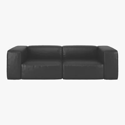 Habitat Opollo Black Leather 4 Seater Sofa, Black