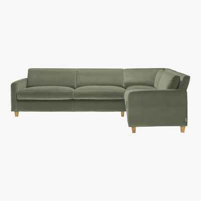 Habitat Chester Sage Green Velvet Left-Arm Corner Sofa, Green Green