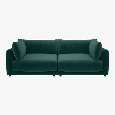 Habitat Clemence Emerald Green Velvet 4 Seat Sofa, Green