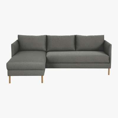 Habitat Hyde Charcoal Grey FaBric Left-Arm Chaise Sofa, Wooden Legs, Charcoal