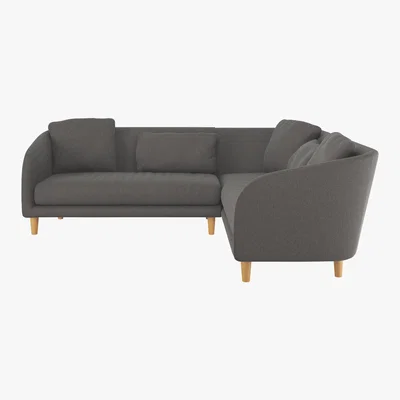 Habitat Colby Charcoal Grey Wool Herringbone Left-Arm Corner Sofa, Charcoal
