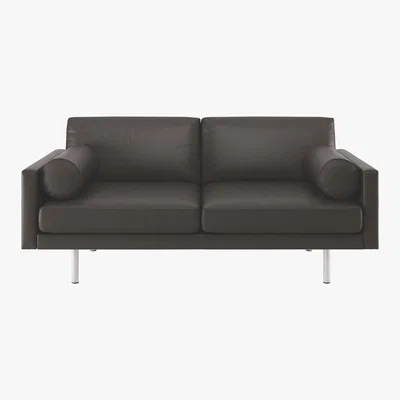 Habitat Spencer Brown Leather 2 Seater Sofa, Metal Legs, Brown