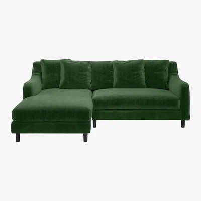 Habitat Swift Green Velvet Left Hand Chaise Sofa, Moss Green