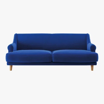 Habitat Townsend Cobalt Blue Velvet 3 Seater Sofa, Blue