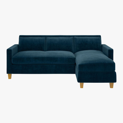 Habitat Chester Ink Blue 3 Seater Chaise Sofa, Blue