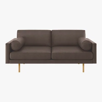 Habitat Spencer Chocolate Brown Luxury Leather 2 Seater Sofa, Oak Legs, Dark Brown