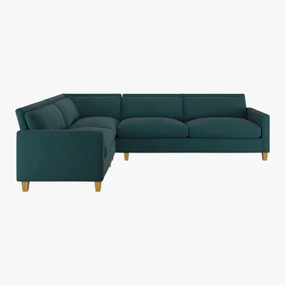Habitat Chester Teal Green Herringbone Wool Mix Right-Arm Corner Sofa, Green