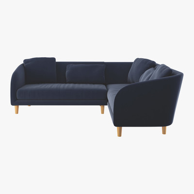 Habitat Colby Navy Blue Velvet Left-Arm Corner Sofa, Dark Blue