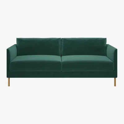 Habitat Hyde Green Velvet 3 Seater Sofa, Wooden Legs, Green