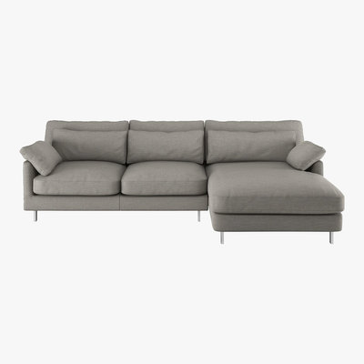 Habitat Cuscino Light Grey Textured FaBric Right-Arm Chaise Sofa, Grey