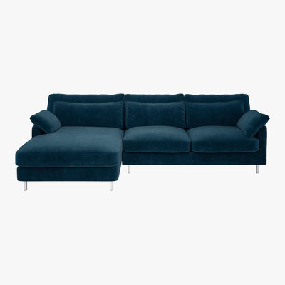 Habitat Cuscino Ink Blue 4 Seater Left Hand Chaise Sofa, Blue