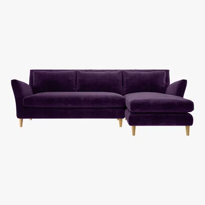 Habitat Keele Purple Velvet Right -Arm Chaise Sofa, Purple