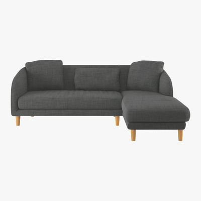 Habitat Colby Charcoal Grey Italian Woven FaBric Right Arm Chaise Sofa, Charcoal