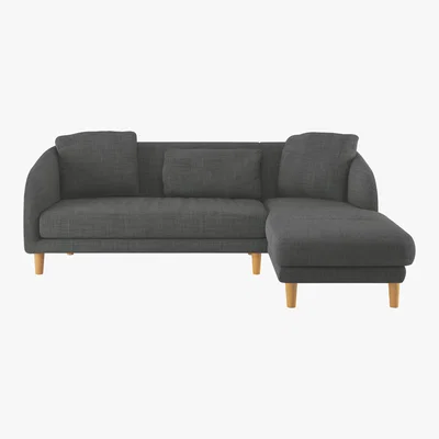 Habitat Colby Charcoal Grey Italian Woven FaBric Right Arm Chaise Sofa, Charcoal