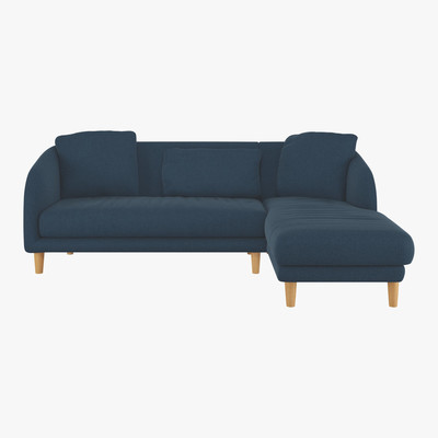 Habitat Colby Navy Blue Wool Tweed Right Arm Chaise Sofa, Navy