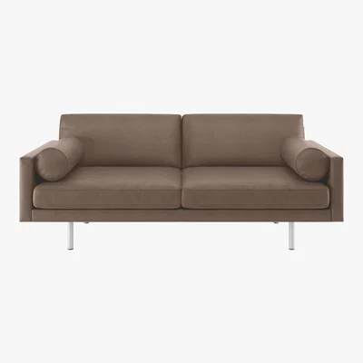 Habitat Spencer Light Brown Luxury Leather 3 Seater Sofa, Metal Legs, Light Brown